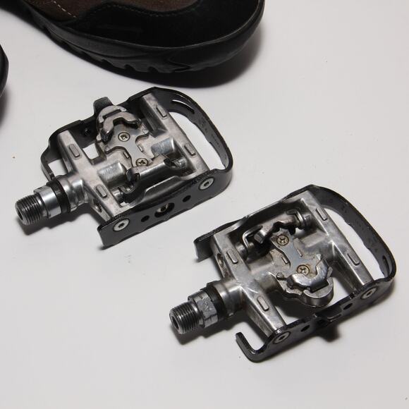 Shimano SPD SH-M21 Biking Shoes Pedals Clips Size 46 Suede - Picture 3 of 11
